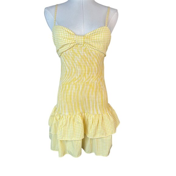 Zara Yellow Gingham Mini Dress - Picture 1 of 14